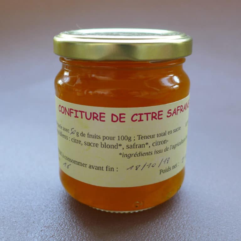 Confiture artisanale safran citre 400g